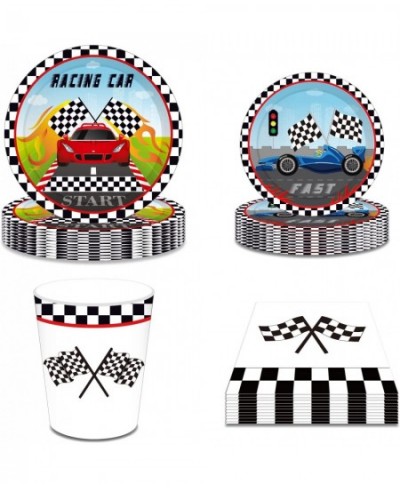 Racing Car Party Supplies Set Serves 16 Race Car Birthday Party Supplies Disposable Party Tableware Kit Includes Dinner Desse...