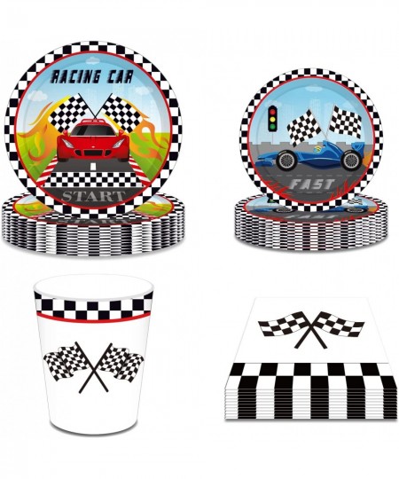 Racing Car Party Supplies Set Serves 16 Race Car Birthday Party Supplies Disposable Party Tableware Kit Includes Dinner Desse...