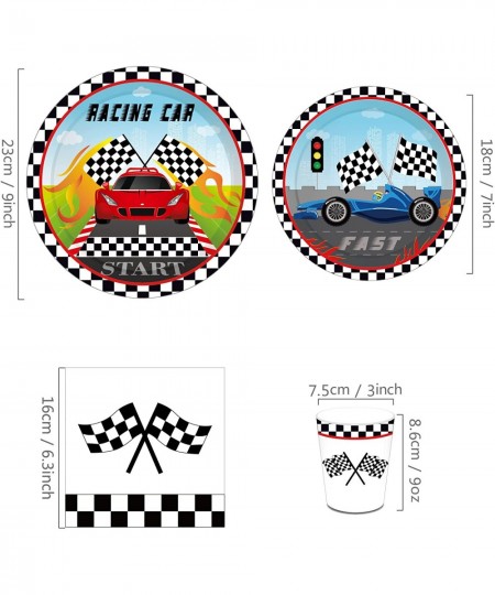 Racing Car Party Supplies Set Serves 16 Race Car Birthday Party Supplies Disposable Party Tableware Kit Includes Dinner Desse...