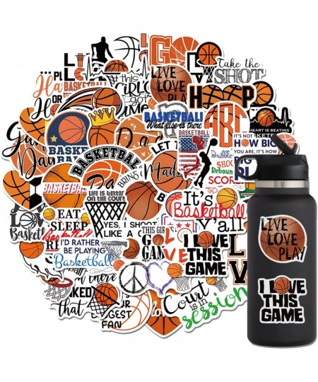 50Pcs Basketball Stickers Basketball Scrapbook Stickers for Kids Teens Boys Girls Waterproof Vinyl Stickers for Water Bottle ...