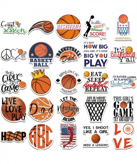 50Pcs Basketball Stickers Basketball Scrapbook Stickers for Kids Teens Boys Girls Waterproof Vinyl Stickers for Water Bottle ...