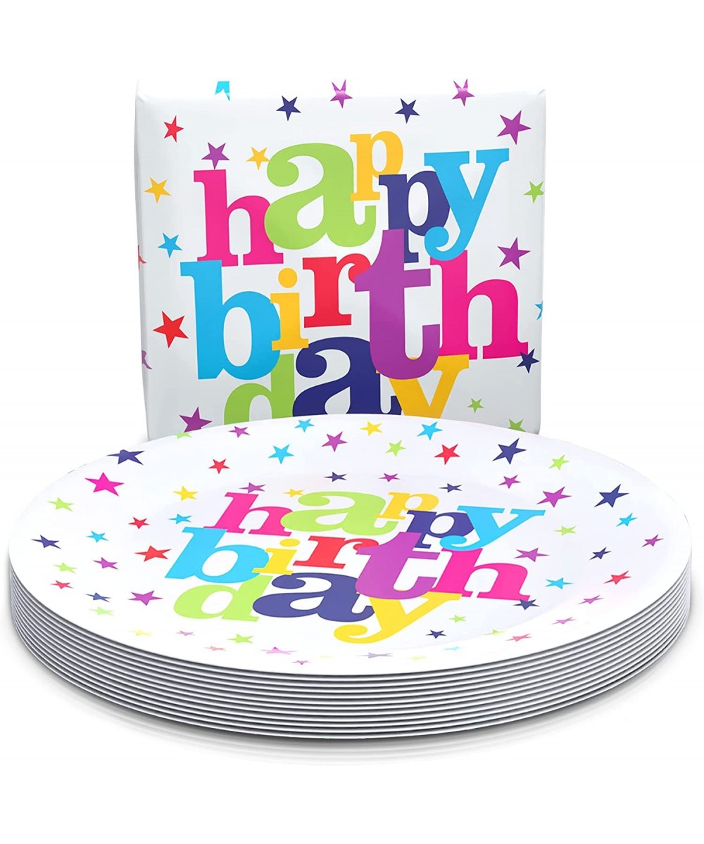 40 PCS Happy Birthday Plates & Napkins Set for 20 People-Sturdy Birthday Party Supplies Pack with Large Paper Plates and Napk...