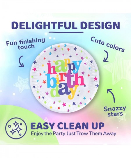 40 PCS Happy Birthday Plates & Napkins Set for 20 People-Sturdy Birthday Party Supplies Pack with Large Paper Plates and Napk...