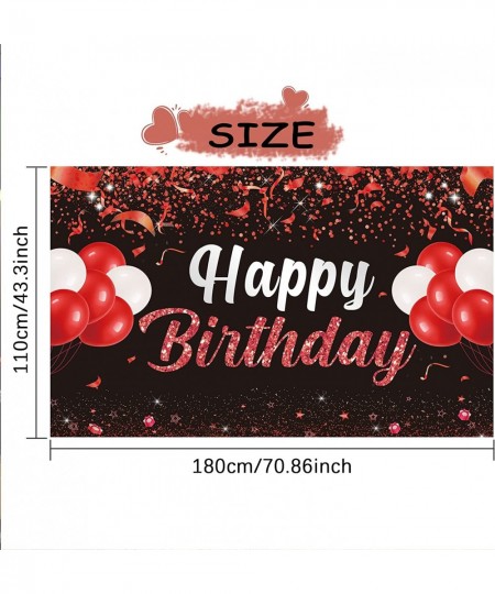 Happy Birthday Banner Backdrop - Red Black Birthday Party Decorations Birthday Party Supplies Kids Men Women Bday Gifts Sign ...