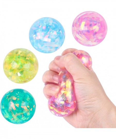 4 PCS Glitter Stress Balls for Adults and Kids Squeeze Colorful Ball Fidget Toy Relieve Stress Sensory Balls for Teens Girls ...