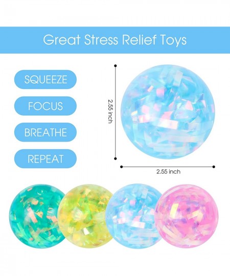 4 PCS Glitter Stress Balls for Adults and Kids Squeeze Colorful Ball Fidget Toy Relieve Stress Sensory Balls for Teens Girls ...