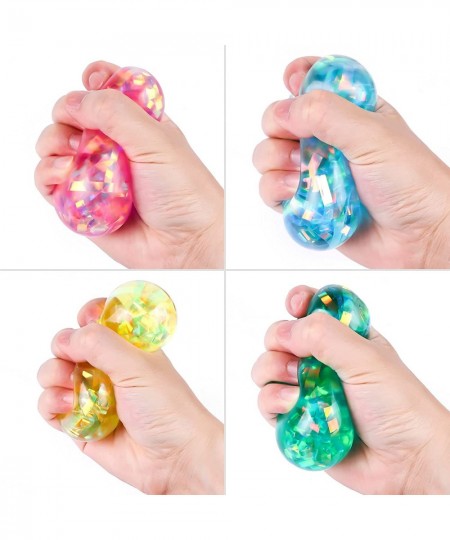 4 PCS Glitter Stress Balls for Adults and Kids Squeeze Colorful Ball Fidget Toy Relieve Stress Sensory Balls for Teens Girls ...