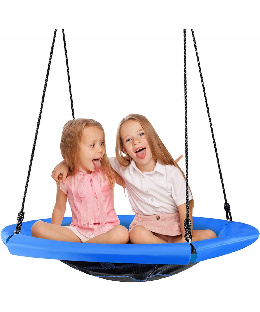 40'' Saucer Tree Swing Round Flying Nest Tree Swing with Oxford Cloth Platform Indoors Outdoors Nest Swing with Adjustable Ha...