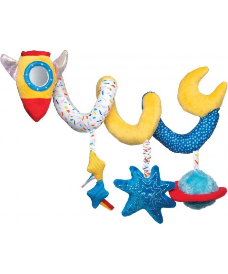 Space Themed Rocket Soft Baby Travel Spiral with Baby-Safe Mirror Elastic Pull Cord & Rattle Chime $24.67 - Baby Rattles & Pl...