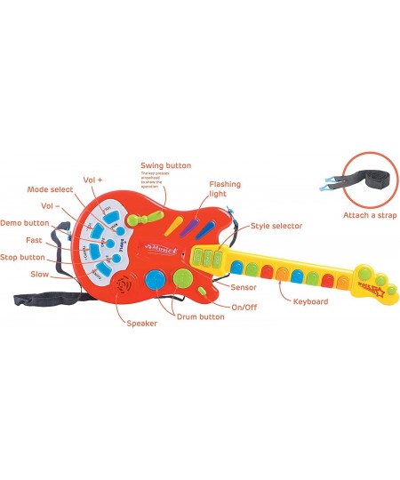 Kids Handheld Musical Electronic Toy Guitar for Children Plays Music Rock Drum & Electric Sounds Best Toy & Gift for Girls & ...