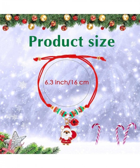 16 Pieces Christmas Friendship Bracelets Adjustable Multicolor Braided Bracelet with Santa Snowflake Xmas Tree Pendants for G...