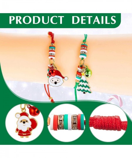 16 Pieces Christmas Friendship Bracelets Adjustable Multicolor Braided Bracelet with Santa Snowflake Xmas Tree Pendants for G...