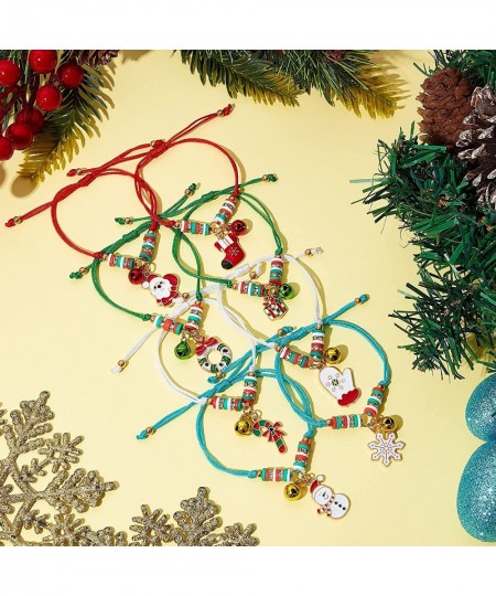 16 Pieces Christmas Friendship Bracelets Adjustable Multicolor Braided Bracelet with Santa Snowflake Xmas Tree Pendants for G...