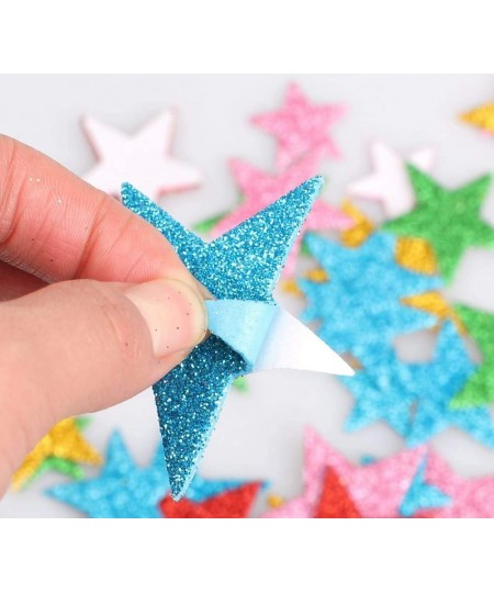 140 Pcs Glitter Foam Star Stickers 5 Colors and 4 Size Self Adhesive Colorful Wall Stickers for Scrapbooks Art Children Kids ...