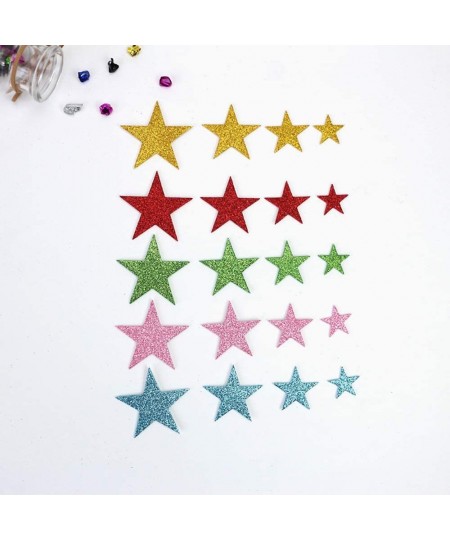 140 Pcs Glitter Foam Star Stickers 5 Colors and 4 Size Self Adhesive Colorful Wall Stickers for Scrapbooks Art Children Kids ...