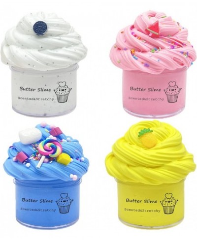 4 Pack Butter Slime Kit Party Favors with Blue White Pink and Yellow Colored Slime Super Soft and Non-Sticky Birthday Gifts f...