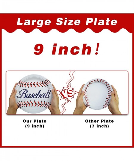 48pcs Baseball Party Supplies Bundle Paper Plates Set Disposable Baseball Party 9" Dinner Dessert Plate Birthday Baby Shower ...