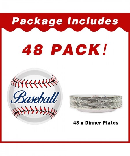 48pcs Baseball Party Supplies Bundle Paper Plates Set Disposable Baseball Party 9" Dinner Dessert Plate Birthday Baby Shower ...