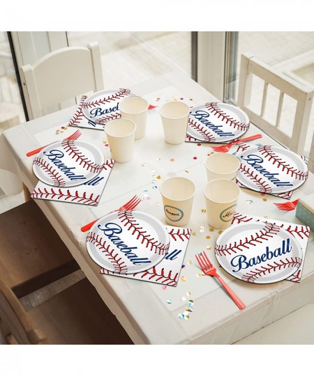 48pcs Baseball Party Supplies Bundle Paper Plates Set Disposable Baseball Party 9" Dinner Dessert Plate Birthday Baby Shower ...