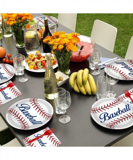 48pcs Baseball Party Supplies Bundle Paper Plates Set Disposable Baseball Party 9" Dinner Dessert Plate Birthday Baby Shower ...