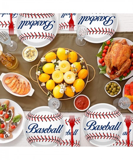 48pcs Baseball Party Supplies Bundle Paper Plates Set Disposable Baseball Party 9" Dinner Dessert Plate Birthday Baby Shower ...