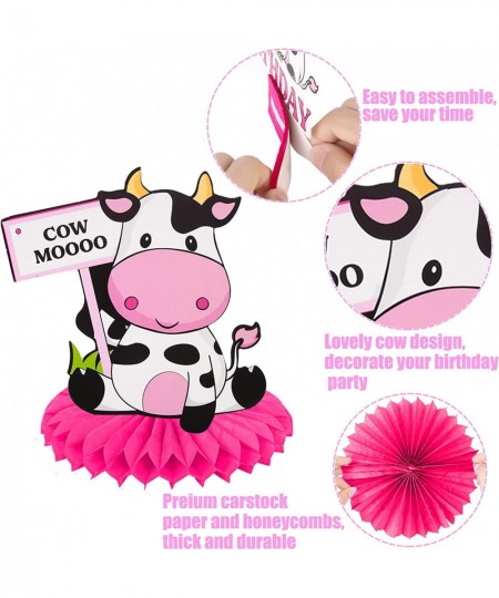 10Pcs Pink Cow Birthday Party Decoration Pink Cow Birthday Party Table Honeycomb Centerpieces for Farm Animal Birthday Party ...