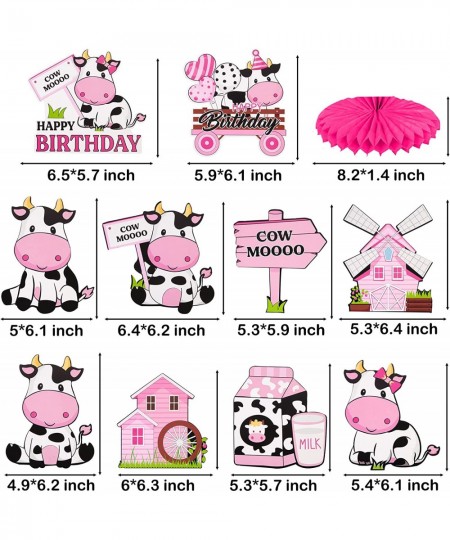 10Pcs Pink Cow Birthday Party Decoration Pink Cow Birthday Party Table Honeycomb Centerpieces for Farm Animal Birthday Party ...