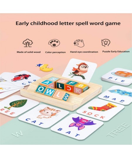 Matching Letter Wooden Blocks Spelling Game Kids Educational Puzzle Toys Toddlers Learning Alphabet Interactive Game Word Spe...