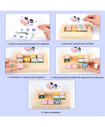 Matching Letter Wooden Blocks Spelling Game Kids Educational Puzzle Toys Toddlers Learning Alphabet Interactive Game Word Spe...