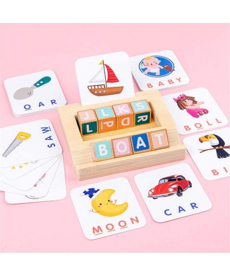 Matching Letter Wooden Blocks Spelling Game Kids Educational Puzzle Toys Toddlers Learning Alphabet Interactive Game Word Spe...