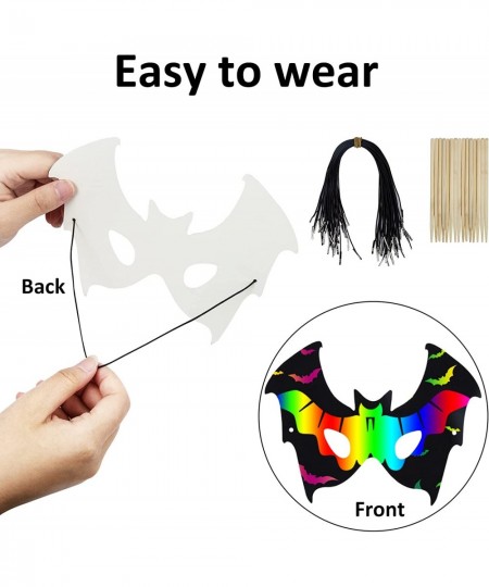 Halloween Crafts for Kids 30Pcs Halloween Scratch Art for Kids Halloween Masks 6 Different Types Rainbow Scratch Paper for Ha...