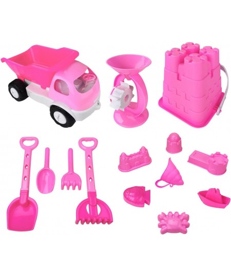 Pink Princess Castle Beach Set Toy for Girls - Includes Dump Truck Sand Wheel Bucket Play Tools and Molds (14 Pcs Playset) $4...