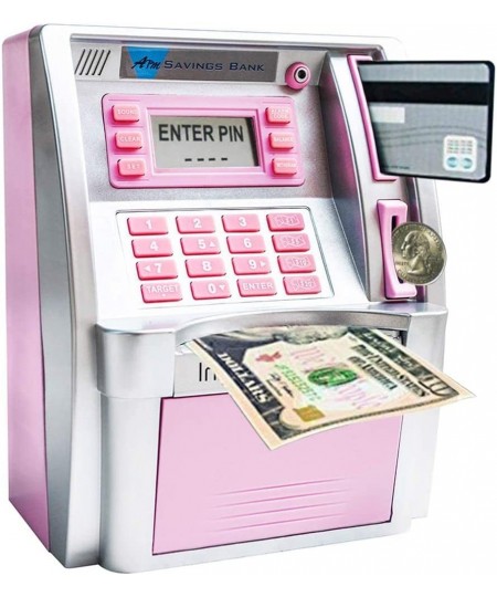 ATM Savings Bank Digital Piggy Money Bank Machine Mini ATM Savings Bank for Real Money for Kids Electronic Safe Box Practical...