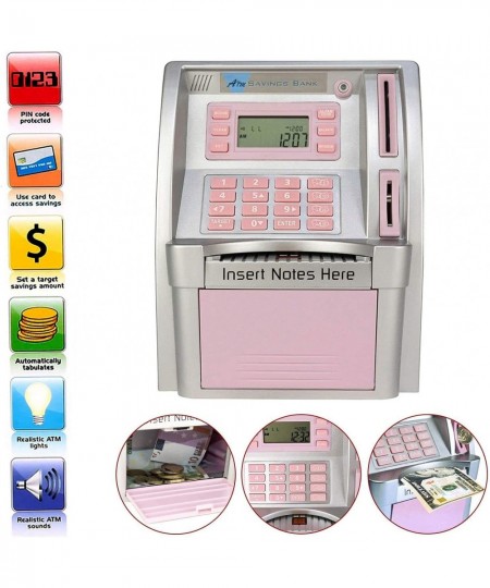 ATM Savings Bank Digital Piggy Money Bank Machine Mini ATM Savings Bank for Real Money for Kids Electronic Safe Box Practical...