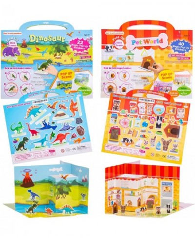 BriskLearner Reusable Sticker Book - Reusable & Washable Stickers (Animal Pets Dinosaur) 3D Play Scenes Sticker Books for Kid...