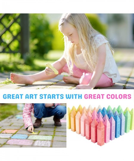 Sidewalk Chalk 32-Piece Art Set - BIG BOLD Colors Includes 4 Glitter Chalk That Sparkle Square Non-Roll Kids Chalk Washable $...