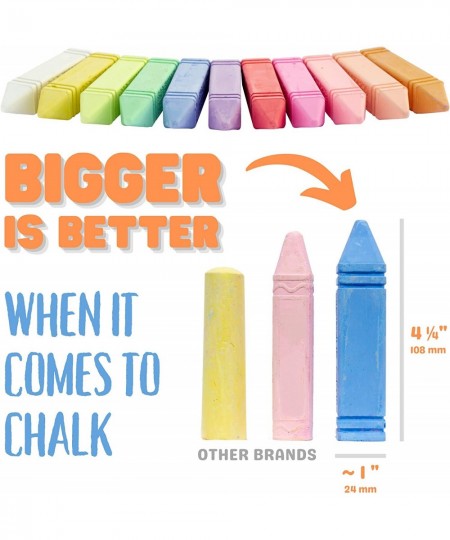 Sidewalk Chalk 32-Piece Art Set - BIG BOLD Colors Includes 4 Glitter Chalk That Sparkle Square Non-Roll Kids Chalk Washable $...