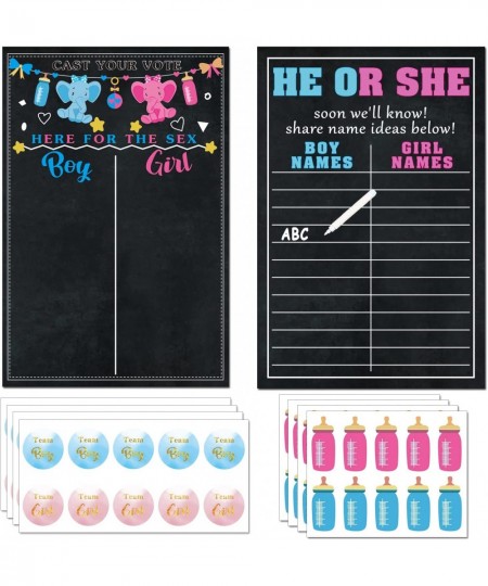 Boy or Girl Gender Party Game for Guest Kit with 2PCS Poster Games Supplies 40 Watercolor Team Boy or Girl Labels Stickers in...