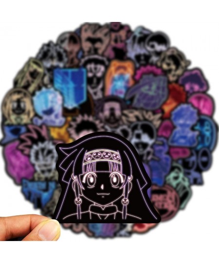 50 PCS Anime Stickers Mixed Pack Neon Style Anime Stickers Vinyl Waterproof Stickers for Water Bottles Laptop Skateboard Comp...