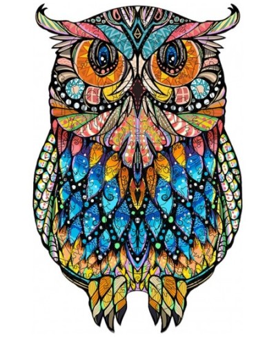 Wooden Puzzles for Adults Owl Puzzle 207 Unique Shaped Jigsaw Pieces - Colorful Animal Best Gift for Children and Teens Fun F...