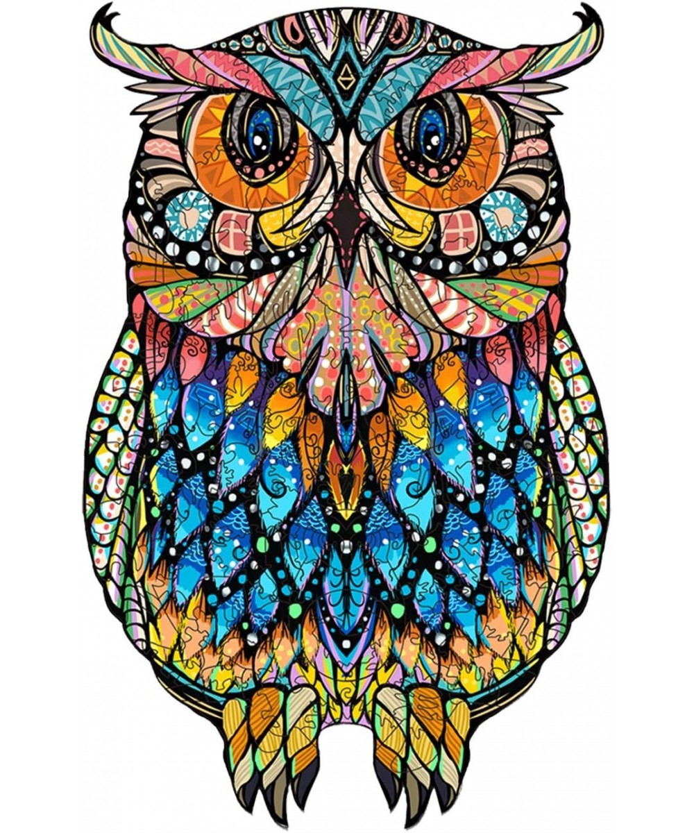 Wooden Puzzles for Adults Owl Puzzle 207 Unique Shaped Jigsaw Pieces - Colorful Animal Best Gift for Children and Teens Fun F...