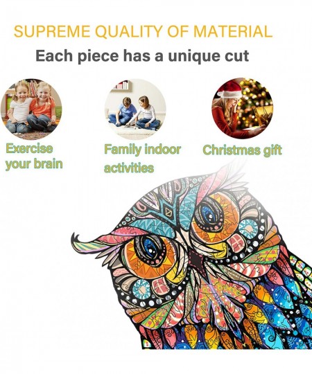 Wooden Puzzles for Adults Owl Puzzle 207 Unique Shaped Jigsaw Pieces - Colorful Animal Best Gift for Children and Teens Fun F...