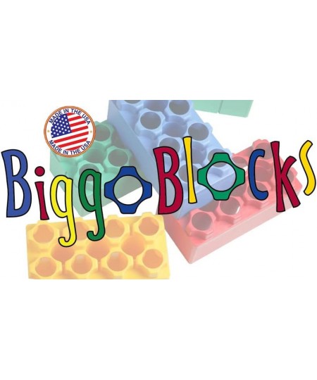 Jumbo Blocks 24PC 2CAR | Made in The USA | 20 Large Blocks | 4 Small Blocks | 4 Colors Red Yellow Green Blue | Plus 2 Train c...