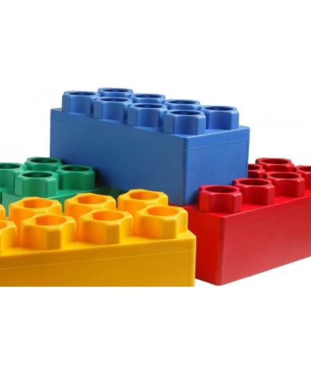 Jumbo Blocks 24PC 2CAR | Made in The USA | 20 Large Blocks | 4 Small Blocks | 4 Colors Red Yellow Green Blue | Plus 2 Train c...