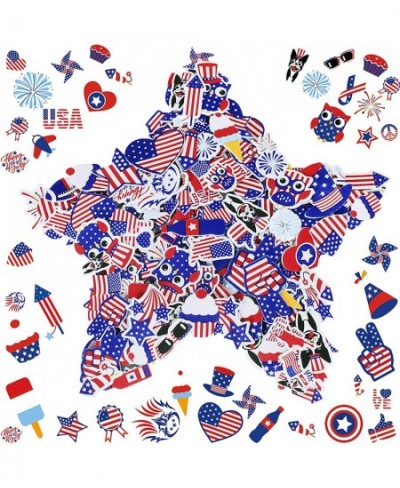 656 Pcs 3 Size Assorted Patriotic Foam Stickers Self-Adhesive Shape 4th of July American USA Flag Star Red White Blue Craft F...