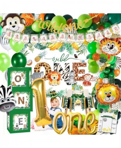 Wild One Birthday Decorations - Jungle Theme Party Supplies for First Birthday Balloons Garland Arch High Chair Banner Balloo...