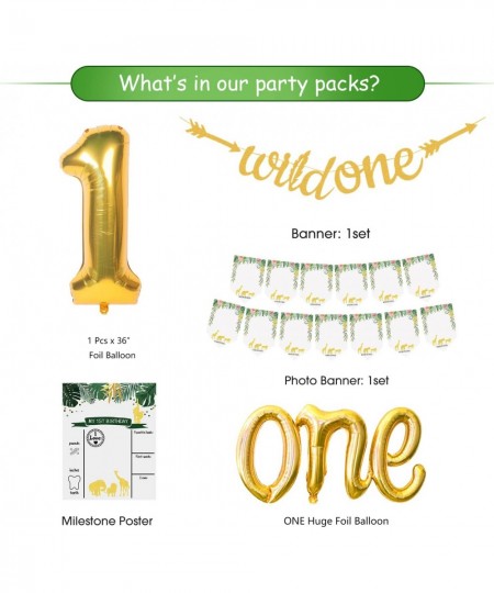 Wild One Birthday Decorations - Jungle Theme Party Supplies for First Birthday Balloons Garland Arch High Chair Banner Balloo...