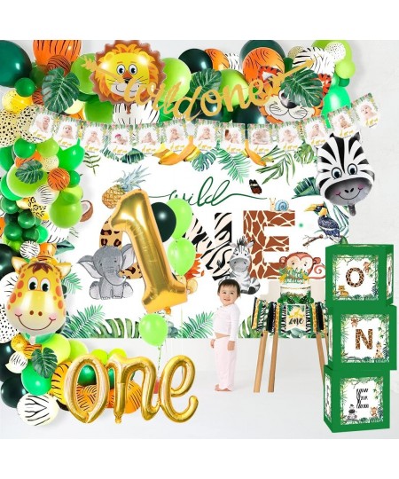 Wild One Birthday Decorations - Jungle Theme Party Supplies for First Birthday Balloons Garland Arch High Chair Banner Balloo...