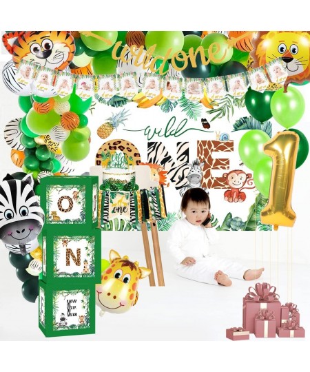 Wild One Birthday Decorations - Jungle Theme Party Supplies for First Birthday Balloons Garland Arch High Chair Banner Balloo...