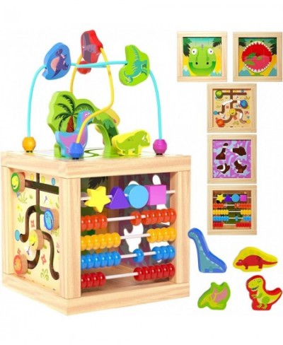 Wooden Baby Activity Cube for Toddlers 1-3 Montessori Toys Bead Maze Dinosaur Center Blocks Shape Sorter Learning Toys 12-18 ...